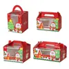 Caja de Embalaje Portátil de Papel para Cupcakes, Mousse, Pudín, Muffins - Dibujos Animados de Navidad - Paquete de 1/2/4/6 Unidades