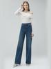 Ropa nueva de otoño para mujer Pantalones vaqueros Lycra elástico universal simples de pierna ancha lujo ligero cintura alta Pantalones vaqueros de campana