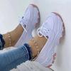 Zapatos de mujer de talla grande con comercio exterior transfronterizo, suela gruesa, cordones delanteros, informales, de una sola capa, tacón medio, suela plana, punta redonda, zapatillas de color liso