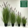 Planta verde artificial de lavanda en maceta, pasto de junco, pasto de cebolla artificial, planta artificial para decoración de paisajes, plantas verdes artificiales