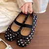 Sapatos Femininos Planos Rasos Estilo Ballet com Bolinhas 2026 Novo Estilo Outono para Combinar com Saias Sapatos Mary Jane Mocassins Sapatilhas