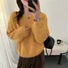 Diseño estilo coreano, suéter de punto holgado y adelgazante para mujer, primavera y otoño, casual y suave, top tipo jersey de hombros descubiertos para usar en capas