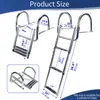 Escalera de Lanzamiento Marina de Acero Inoxidable Engrosada, Escalera Plegable con Pasamanos para Lanchas Rápidas y Yates, Escalera de Embarque para Nadar, Escalera de Popa para Pontones