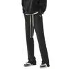 Calça casual nova de outono e primavera com zíper lateral e fenda calça esportiva masculina de cor sólida calça de moletom reta 2023