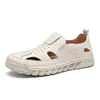 Zapatos de Playa Nuevos de Verano para Hombre, Sandalias de Talla Grande para Hombre, Zapatos Casuales Transpirables de Cuero Hueco con Suela Suave