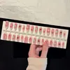 Gato Verde Leche Pata 30 Piezas Uñas Portables Hechas a Mano Completamente Hechas a Mano Nuevas Manicura Prehecha Puntas de Uñas Portables