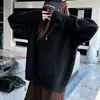 Suéter de punto básico liso de cuello redondo, corte holgado y extragrande, imitación cachemir, versátil, para mujer, estilo casual, prenda de punto base