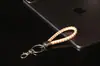 Llavero de langosta de cuero tejido círculo llavero de coche accesorios accesorios de llavero dorados creativos con cordón al por mayor