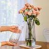 Vaso de Vidro Escandinavo Simples Criativo com Listras Verticais Recipiente de Flores Dourado Decoração de Arranjo de Flores Hidropônicas Ornamentos