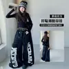 Pantalones vaqueros de pierna ancha con estampado retro para niñas, pantalones largos, para niños mayores, nueva colección primavera/otoño 2026, pantalones de trabajo geniales estilo callejero