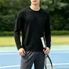 Envio RápidoCamiseta Masculina de Manga Longa, Roupa Íntima Masculina de Outono, Camiseta Básica Elástica Solta, Camiseta Estampada Masculina