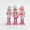 12cm Soldado Cascanueces Rosa Adorno Navideño de Madera Decoración para Árbol de Navidad Marioneta Cascanueces