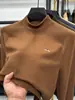 Camiseta Térmica de Manga Larga Doble Cara con Cuello Alto para Otoño e Invierno, Cálida, para Hombres Jóvenes y de Mediana Edad, Top Interior de Moda