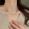 Design europeu e americano simples de nicho corrente de três lâminas de aço titânio personalidade feminina colar curto banhado a ouro corrente de pescoço que não desbota