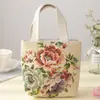 Bolso de Lona Nuevo Bolso Bordado Jacquard Estilo Étnico Bolso de Trabajo Casual con Cremallera Bolso Pequeño de Mano para Mujer