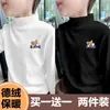 Y2389 # Camiseta Térmica Gola Alta Meia para Meninos, Novo Estilo Outono e Inverno, Blusa Quente Estampada de Manga Longa para Crianças Maiores.