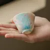 Taza de Cerámica para Cata de Té Azul y Rosa con Orquídea Pintada a Mano Bajo Esmalte Taza de Té Nuevo Juego de Té Chino Kung Fu Taza de Té Pequeña de Alto Valor