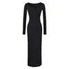 Vestido sexy de ajuste ceñido y manga larga para mujer de principios de otoño, que favorece la figura, elástico, moldeador del cuerpo, ceñido a la cadera, largo
