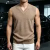 Chaleco de Punto para Hombre con Cuello en V, Texturizado, Sin Mangas, Otoño Invierno 2026, Suéter Base Casual de Negocios