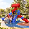 Escorregador combinado infantil para área externa, equipamento de playground de plástico para áreas residenciais e creches, escorregador de quintal, exportação para mercados estrangeiros