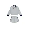 Conjunto Tutu Elefantito Niños y Niñas 2026 Principios de Otoño Nuevo Sudadera Bordada Cuello Redondo Pantalón Casual Falda Corta Conjunto de Tres Piezas