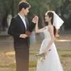 Vestido de Noite Branco com Alças Finas para Mulheres, Estilo Luxo de Alta Qualidade, Adequado para Registro de Casamento, Fotografia de Viagem, Vestido de Noiva Leve, Vestidinho Branco, Vestido