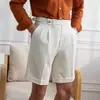 Shorts de Terno Slim Fit Estilo Japonês Masculino Verão 2025 Novos Shorts Casuais Britânicos Versão Coreana Calças Seersucker