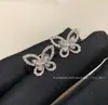 Brincos Borboleta Fantasma Versão Alta Gejia Versão Seiko V Ouro Brincos Totalmente Diamantados Camada Dupla Estéreo Brincos de Moda Europeus e Americanos