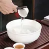 Xícara de Chá Lavagem Manual Doméstica Grande Conjunto de Chá Kung Fu Cerimônia do Chá Lavagem do Chá Jade de Sebo Porcelana Branca Simples Lavagem de Lápis Lavagem com Água