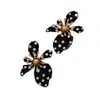 Pendientes de Botón de Lunares Florales Blanco y Negro Clásicos Franceses Versátiles Moda Transfronteriza Europea y Americana Accesorios de Joyería para Mujer