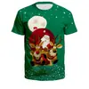 Ropa Festiva de Santa Claus Nueva Europea y Americana 2024 Impresión Digital 3D Juvenil Casual Holgada Cuello Redondo Manga Corta