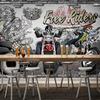 Papel de parede mural 3D retrô nostálgico, personalidade, KTV, bar, cibercafé, motocicleta, carro, grafite, restaurante, ferramentas