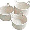 Cesta Fofa Redonda com Orelhas de Gato Organize a Mesa Decorativa Desenho Animado Cesta de Armazenamento para Sala de Estar