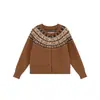 Nuevo Cárdigan de Punto Jacquard Estilo Fair Isle para Mujer, Estilo Nórdico Vintage, Suéter Abrigo Versátil Suelto y Suave