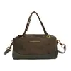 Bolsa de mão com design exclusivo para mulheres, nova coleção 2026, bolsa almofada retangular com retalhos de camurça, adequada para o trabalho e uso casual, bolsa de ombro ou bolsa transversal