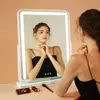 Espejo LED para maquillaje, espejo de tocador de escritorio, fuente de luz giratoria de tres colores, espejo inteligente de alta definición con luz de relleno