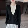 Suéter de Punto Suelto para Mujer 2026 Otoño/Invierno Nuevo, Lana Fina, Cuello Redondo, Diseño de Bloques de Color, Aspecto de Dos Piezas