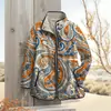 2025temu sitio web independiente otoño e invierno nuevo cárdigan con estampado de flor de anacardo chaqueta acolchada de un solo botón abrigo de algodón para mujer