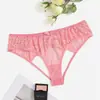 Lencería Europea y Americana para Mujer Tallas Grandes de Comercio Exterior, Multicolores Lazo Tentación Sexy Encaje Transparente Tanga Abierta en la Entrepierna 7334