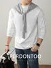 Algodão Mercerizado com Amônia Líquida! Suave e Aquoso! Camiseta Gola Meia Alta Stretch Masculina Camisa Básica Elegante Amiga da Pele Estilo Outono e Inverno