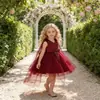 Vestido Infantil Novo Transfronteiriço, Saia de Tule com Cauda de Princesa, Traje de Performance Moderno Sem Mangas, Vestido Tutu de Passarela, Vestido de Noite