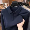 Suéter de Malha Canelada com Gola Alta para Outono e Inverno Masculino para Meia-idade e Idosos Quente e Versátil de Manga Longa Camada Base de Tricô
