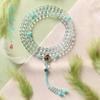 Pulsera de Buda Optimizada de Cristal Blanco de 108 Cuentas, Pulsera Multicírculo de Amazonita Tipo Hielo, Joyería de Collar para Amantes de Hielo Azul Alto