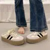 Meias Pantufas Femininas para Uso Externo, Novos Sapatos Slip-On Fechados na Ponta com Solado Grosso para Primavera e Outono de 2026, Sapatos Femininos Estilo Alemão