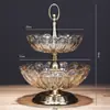 Prato Giratório de Frutas em Cristal Estilo Europeu, Criativo Dupla Camada Estilo Americano para Sala de Estar, Mesa de Centro, Bandeja para Doces, Frutas Secas e Petiscos