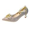 Zapatos de tacón alto de aguja puntiagudos hebilla de perlas zapatos de mujer zapatos de boda vestido Xiuhe dama de honor banquete de boda
