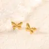 Pendientes de Moda Europeos y Americanos de Acero Inoxidable, Pendientes Florales de Nicho, Pendientes Estilo Océano Chapados en Oro de 18K, Pendientes de Acero de Titanio