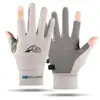 Guantes de pesca finos de verano para hombre, dos dedos expuestos, para llevar, ciclismo, hombres y mujeres, conducción, antideslizantes, fitness, mancuerna, dos dedos expuestos
