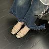 H-25-2 Moda Elegante de Primavera y Verano 2025 de Huizhou Zapatos Planos Versátiles Franceses de Boca Baja de Gama Alta Tacones Altos para Mujer