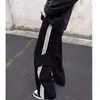 Jeans rectos de tres rayas para hombre, casuales, sencillos, versátiles para ir al trabajo, de corte holgado, pierna ancha, con caída y cordón